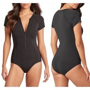 Sea Level Australia Zip Front Short Sleeve One Piece Swimsuit Women's‎ US 10
